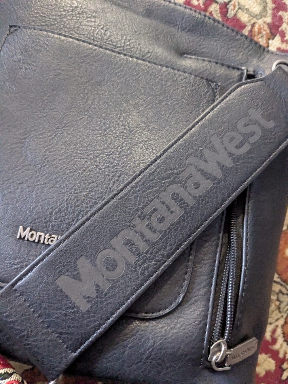Montana West Black Crossbody Bag with Detachable Patterned Strap - Picture 9 of 12